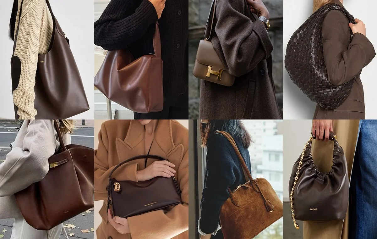 ترکیب چرم قهوه‌ای با رنگ‌های گرم پاییزی
