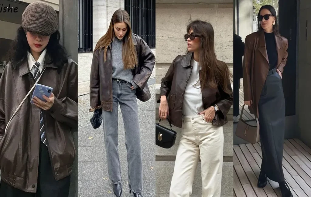 ایدههای استایلینگ با آیتمهای چرم قهوهای و رنگهای گرم پاییزی