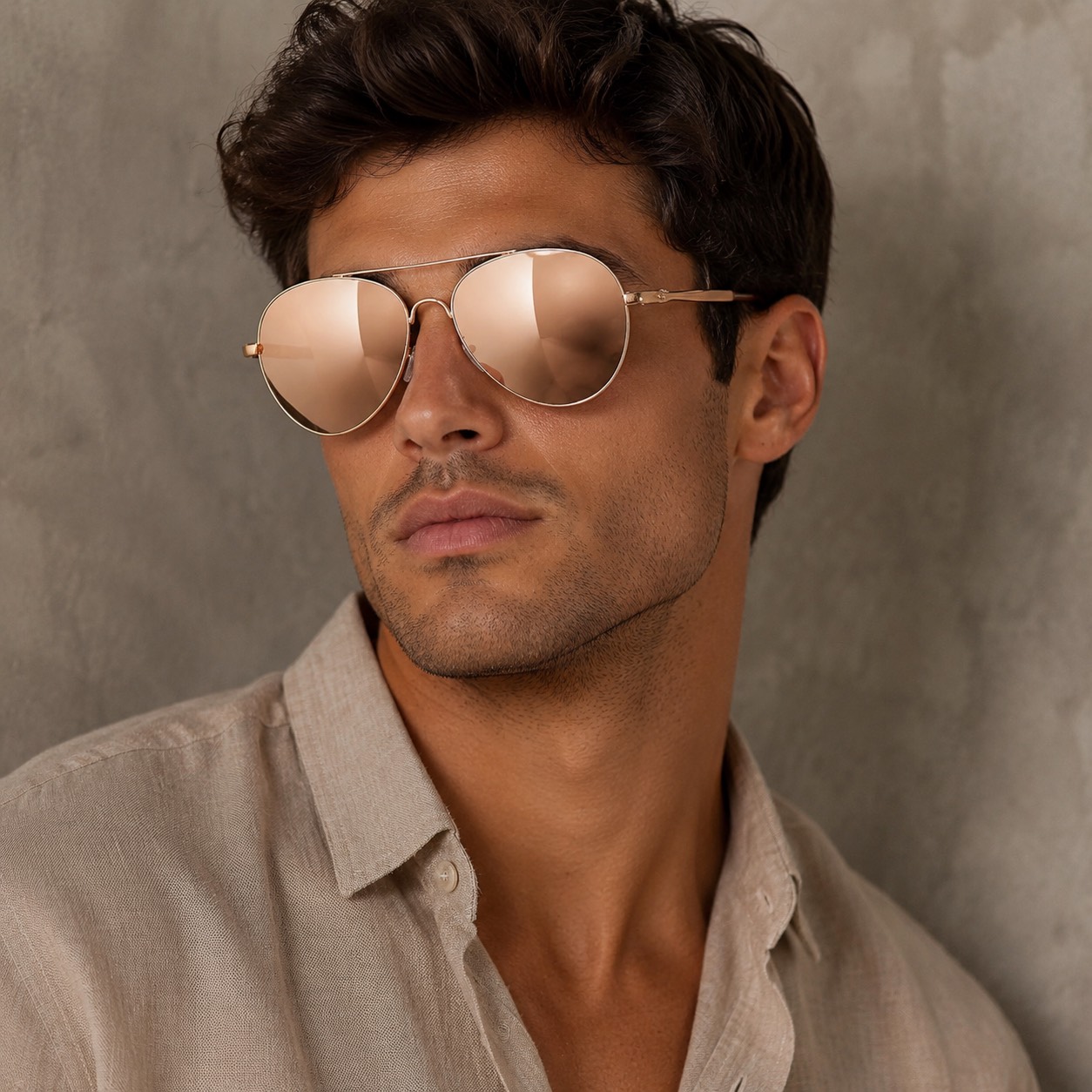 عینک آفتابی مردانه مدل خلبانی آینهای رز گلد برند اکسپرس وارداتی (EXPRESS Rose Gold Mirrored Aviator) - Image 4