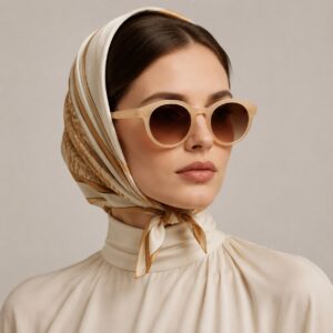 عینک آفتابی زنانه مدل گرد بژ شامپاینی با پل کلیدی وارداتی (Champagne Beige Round Keyhole Sunglasses)
