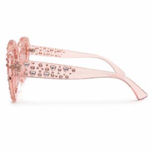 عینک آفتابی زنانه مدل اورسایز کریستالی صورتی وارداتی (Pink Crystal-Embellished Oversized Sunglasses)