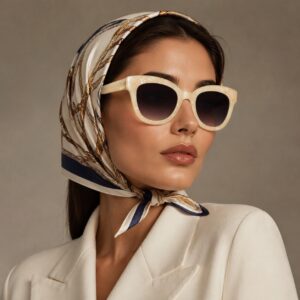 عینک آفتابی زنانه مدل چشم‌گربه‌ای با بافت صدفی وارداتی