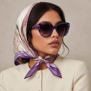 عینک زنانه مدل چشم‌گربه‌ای اورسایز با پترن “هاوانای بنفش وارداتی