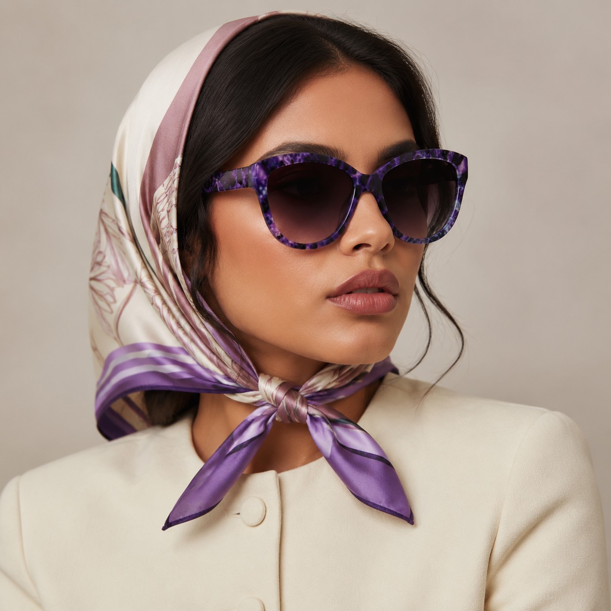 عینک زنانه مدل چشمگربهای اورسایز با پترن “هاوانای بنفش وارداتی - Image 2
